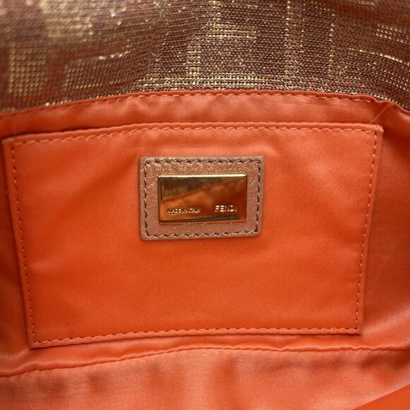 Fendi iridescent Rose Gold Clutch With Chain Metallic Shimmer Bag - Picture 9 of 16